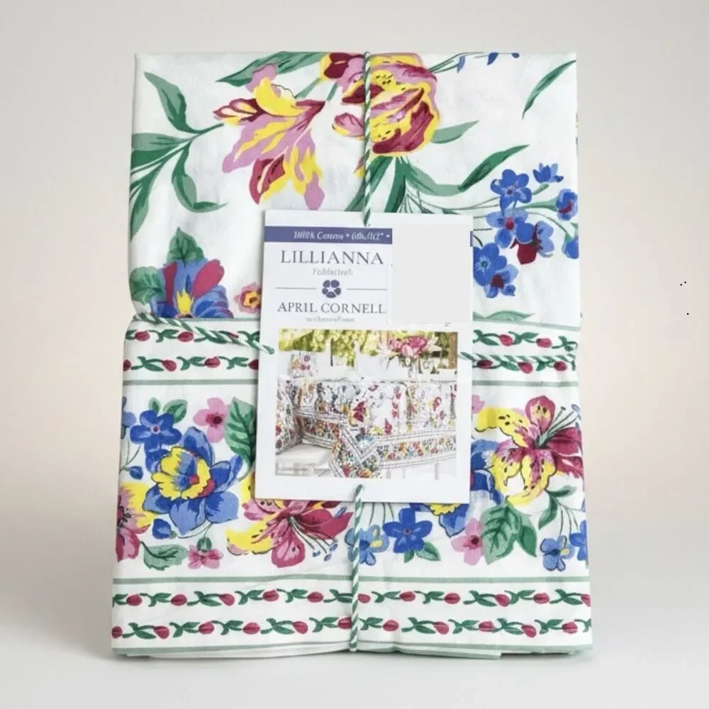April Cornell Lillianna Floral Tablecloth 60x102 Colorful 12 Cloth Napkins 13 PC